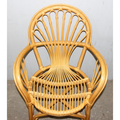 112 - In the manner of Franco Albini, a pair of retro bamboo and wicker chairs, each approx 60cm wide x 47... 