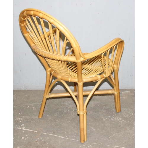 112 - In the manner of Franco Albini, a pair of retro bamboo and wicker chairs, each approx 60cm wide x 47... 