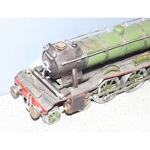 1542 - Large scale vintage tinplate model of the LNER Flying Scotsman steam train, approx 65cm