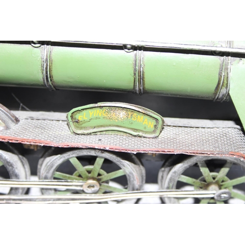 1542 - Large scale vintage tinplate model of the LNER Flying Scotsman steam train, approx 65cm