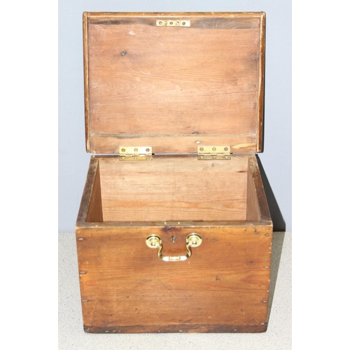 289 - Vintage pine box with hinged lid, approx 34 x 27 x 24cm