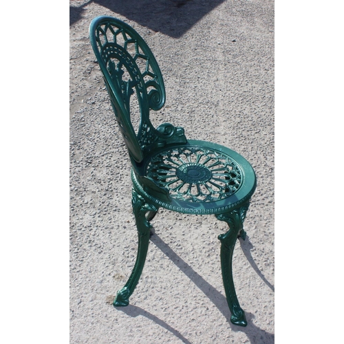 380 - A Victorian style painted aluminium garden table and 2 chairs, table approx 60cm wide x 60cm deep x ... 