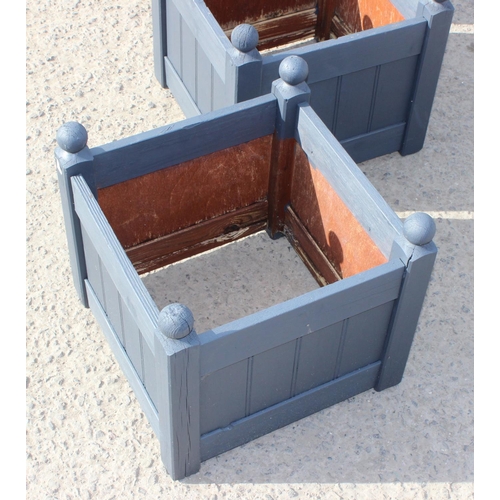 381 - Set of 3 painted wooden planters, each approx 39cm wide x 39cm deep x 39cm tall