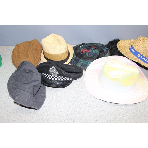 206 - 2 boxes of various ladies and gents hats, some fancy dress