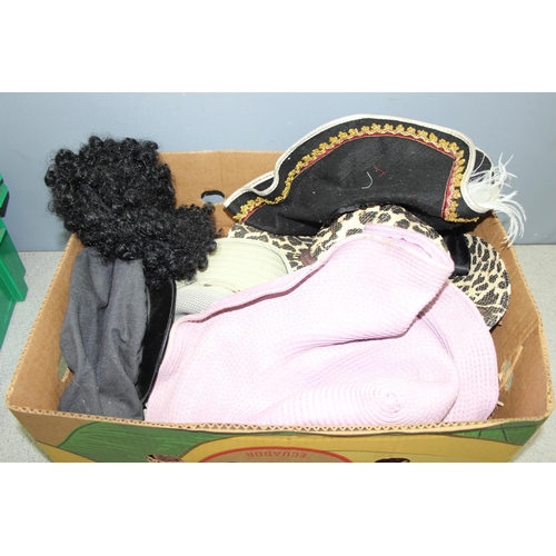 206 - 2 boxes of various ladies and gents hats, some fancy dress