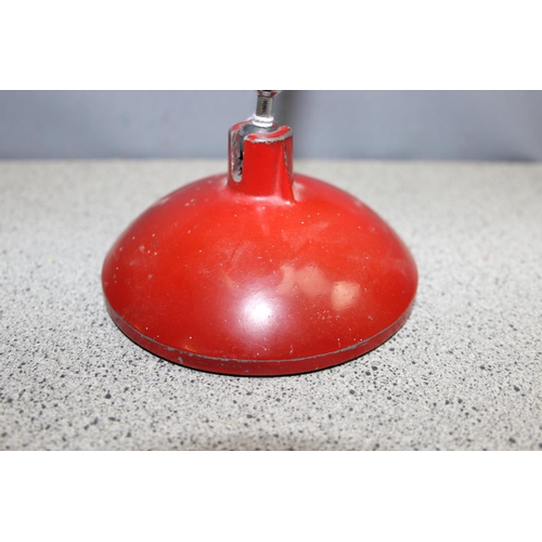 254 - Mid-century industrial style 'eye-ball' travel lamp casing in red by Grail, approx 23cm tall when op... 