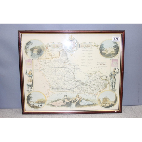 476 - 3 framed prints of vintage maps incl Devonshire and Berkshire largest approx 54 x 44cm