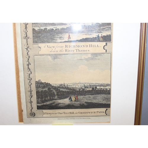 484 - Antique framed transport chromolithograph, and an antique print of London views, largest approx 50 x... 