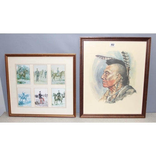 492 - Qty of prints and pictures to incl print of Native American, horses etc