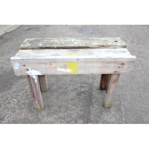 117 - Vintage wooden workbench with Record 52 vice, approx 125cm wide x 71cm deep x 82cm tall