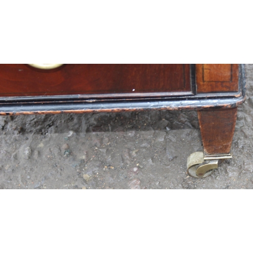 126 - An antique Carlton House style mahogany desk with tooled leather top and brass handles, approx 114cm... 