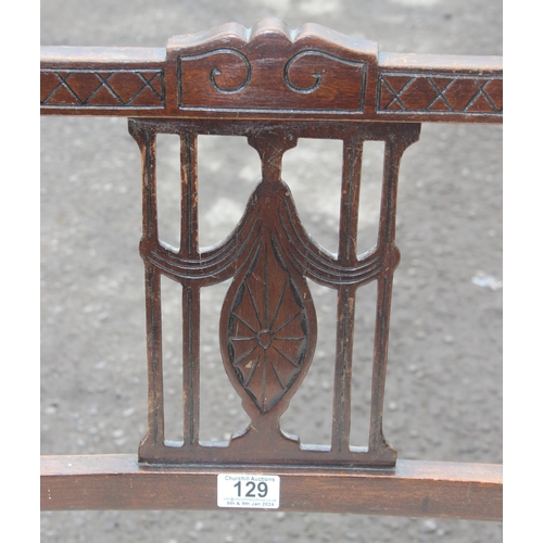 129 - An antique mahogany 2 seater bench or window seat with stuffed seat, approx 107cm wide x 48cm deep x... 