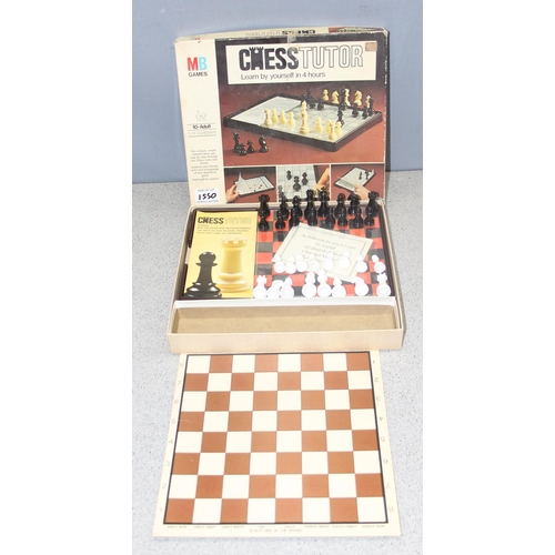 1550 - Chess set in wooden board box, and an MB Games chess tutor