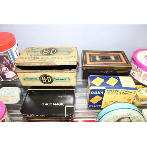 1823 - Qty of vintage advertising and other tins to include Quality street, Rowntree and Harrods