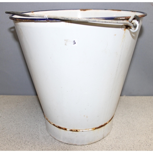 1824 - 2 pieces of enamelware to include a pale bucket and a large jug, largest piece approx. 30cm H x 30cm... 