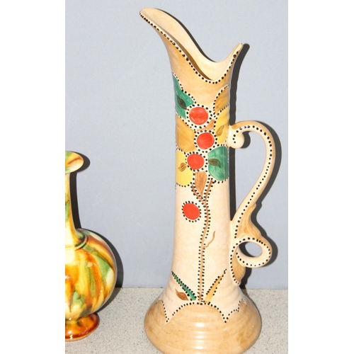 1837 - 2 pieces of pottery to include a Ditmar Urbach long necked jug and stem vase