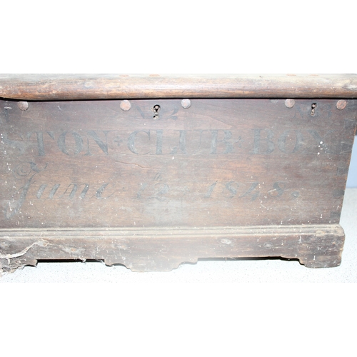 294 - Small antique pine trunk/chest or toolbox with original ironmongery hinges approx 49 x 25 x 24cm