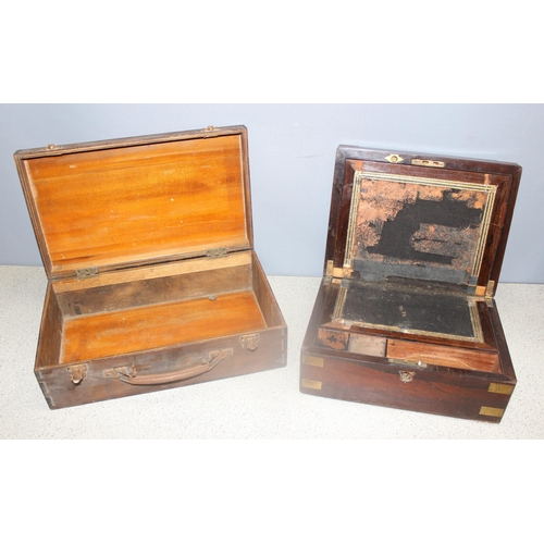 295 - Assorted antique and later wooden items to incl mahogany sarcophagus tea caddy on claw feet, Florent... 