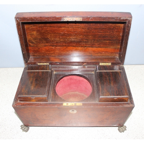 295 - Assorted antique and later wooden items to incl mahogany sarcophagus tea caddy on claw feet, Florent... 