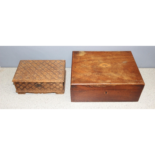 297 - 4 assorted wooden boxes, largest approx 26 x 20 x 10cm