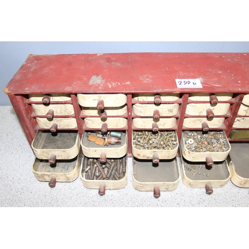 299D - A very unusual home made engineers chest consisting of 30 drawers (6x5) formed from vintage tobacco ... 