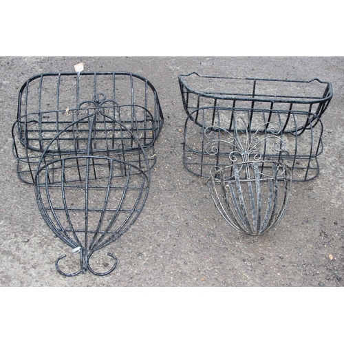 385 - 6 wirework garden planters or baskets, approx 57cm wide x 24cm deep x 22cm tall