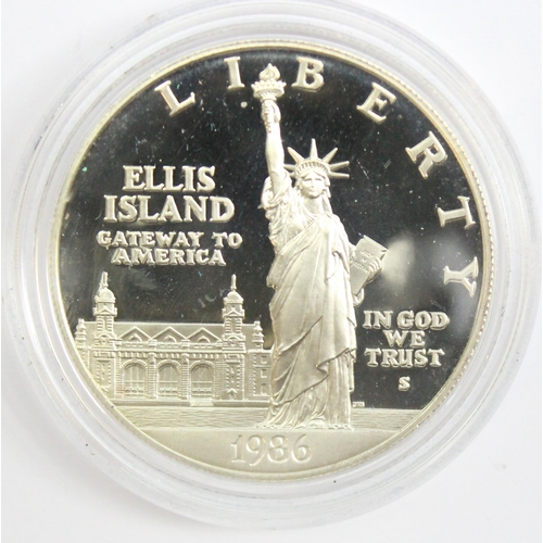 1210C - USA coins, The Statue of Liberty 1986 Silver Proof Dollar, Issued to commemorate the 100th birthday ... 