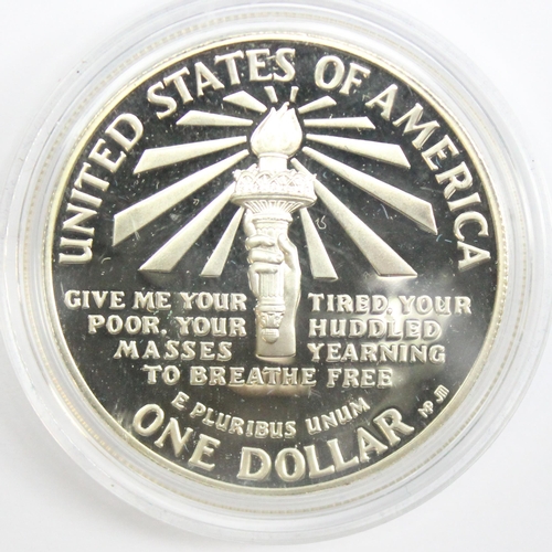 1210C - USA coins, The Statue of Liberty 1986 Silver Proof Dollar, Issued to commemorate the 100th birthday ... 