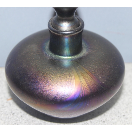 1699X - Iridescent art glass perfume bottle with stopper, marked Glasform to base, likely by John Ditchfield... 