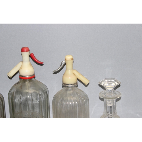 1806 - Assorted vintage items to incl glass soda syphon bottles, decanters, pressed glass milk jugs, bohemi... 