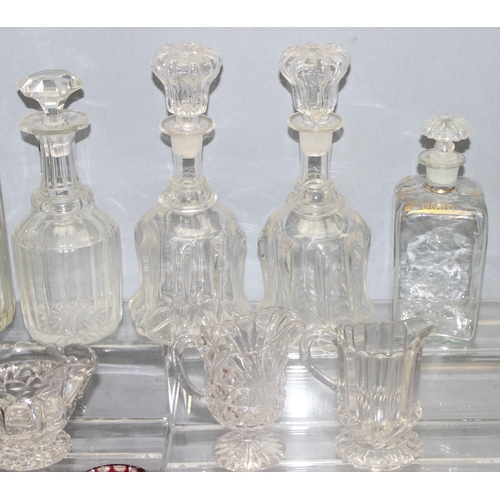 1806 - Assorted vintage items to incl glass soda syphon bottles, decanters, pressed glass milk jugs, bohemi... 