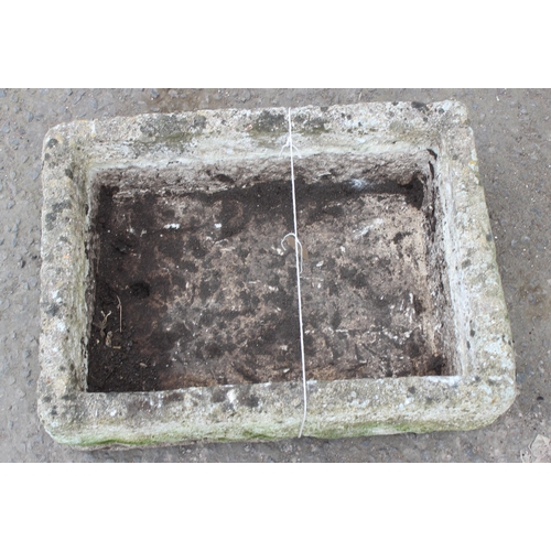 394 - A large vintage weathered garden sink planter, approx 60cm wide x 46cm deep x 17cm tall