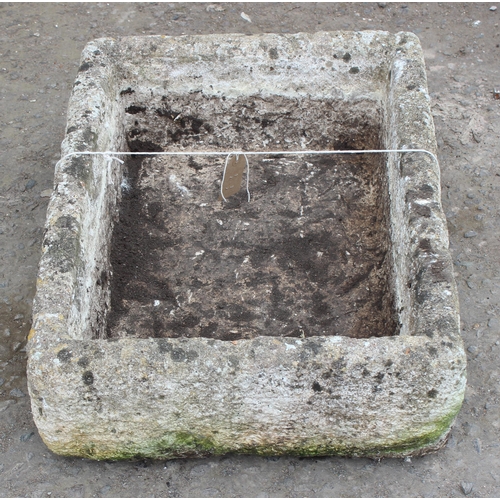 394 - A large vintage weathered garden sink planter, approx 60cm wide x 46cm deep x 17cm tall