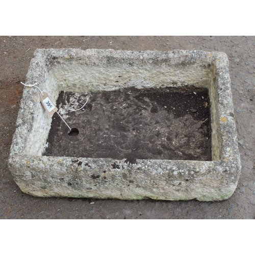 395 - A large vintage weathered garden sink planter, approx 60cm wide x 46cm deep x 17cm tall