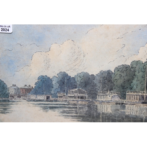 404 - Sydney H. Paviere (1891-1971), original ink and watercolour depicting the Oxford College barges and ... 