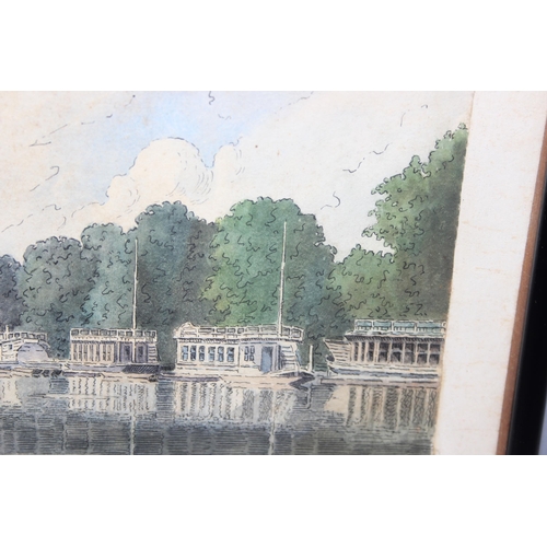 404 - Sydney H. Paviere (1891-1971), original ink and watercolour depicting the Oxford College barges and ... 