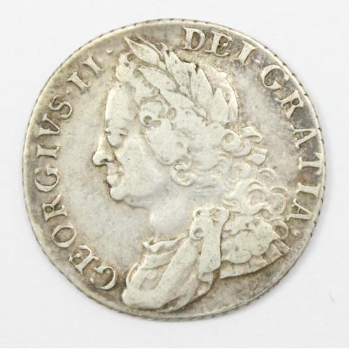 1213 - George II 1758 silver shilling coin, good details, approx 5.97g gross approx 25mm in diameter