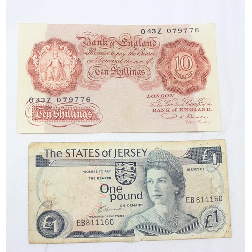 1275 - 7 assorted vintage British, Isle of Man and Jersey banknotes to inc 2 £1 notes signed Percival Beale... 