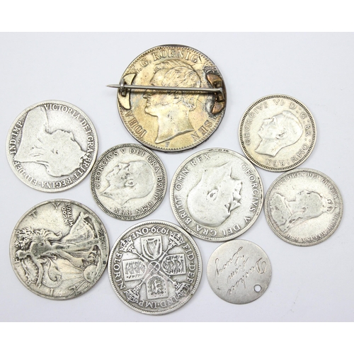 1278 - 9 assorted world and British coins all with silver content, to inc a 1942 Denver mint walking Libert... 