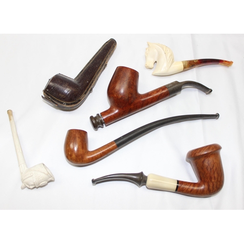 1670 - Qty of vintage smoking pipes to inc Meerschaum, Jethro 95, Butz Choquin calabash, 2 clay pipes and a... 