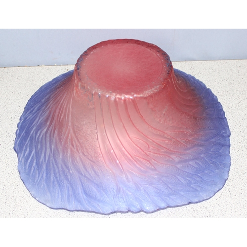 1839 - A red blue graduated art glass fruit bowl, approx 29cm in diameter