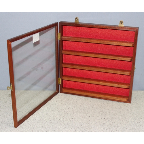 299H - A small wall mounted curio display cabinet, approx 28cm x 28cm x 3cm