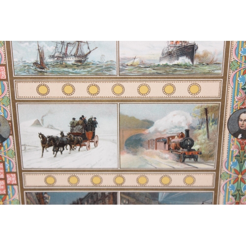 484 - Antique framed transport chromolithograph, and an antique print of London views, largest approx 50 x... 