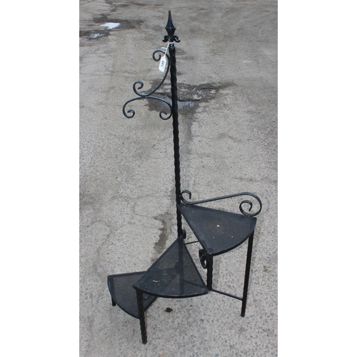 149 - A set of vintage wrought iron library steps, approx 75cm wide x 38cm deep x 141cm tall