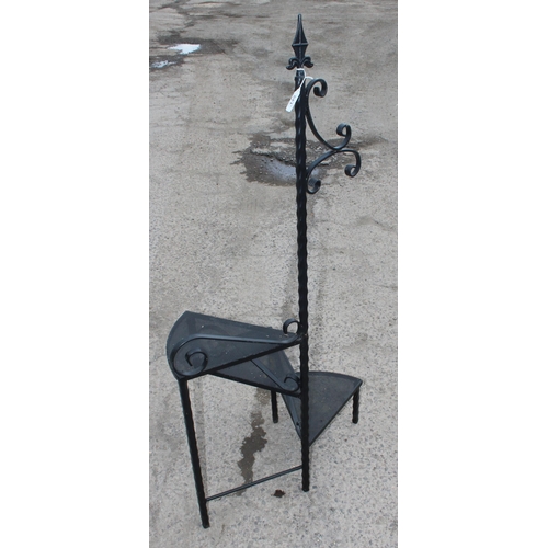 149 - A set of vintage wrought iron library steps, approx 75cm wide x 38cm deep x 141cm tall