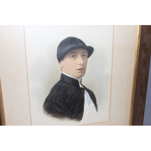 459 - Large antique print of a Jockey, possibly Fred Archer (1857–1886), in oak frame, approx 68 x 58cm