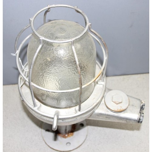 253 - Mid-century industrial style bulkhead light, approx 46cm tall