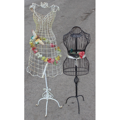 359 - 2 vintage style wirework mannequins, one on candlestand, tallest approx 147cm tall