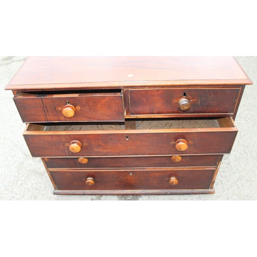 10 - A 19th century mahogany 2 over 3 chest of drawers with bun handles, approx 110cm wide x 55cm deep x ... 