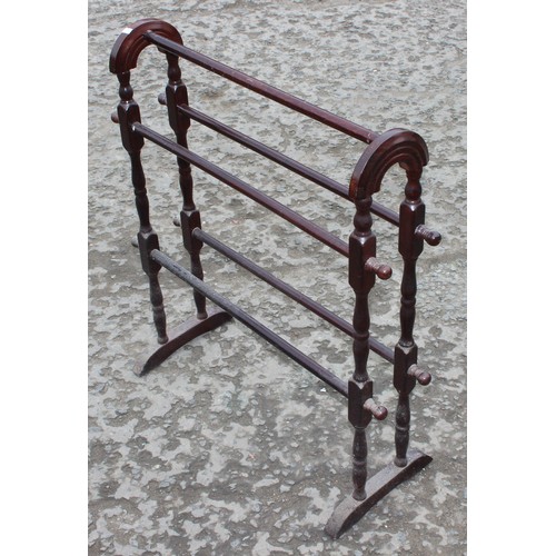 13 - 3 vintage wooden towel rails, the largest approx 70cm wide 75cm tall